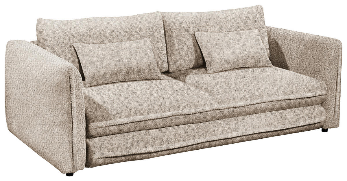 SCHLAFSOFA in Mikrovelours Taupe  - Taupe/Schwarz, KONVENTIONELL, Kunststoff/Textil (237/94/117cm) - MID.YOU