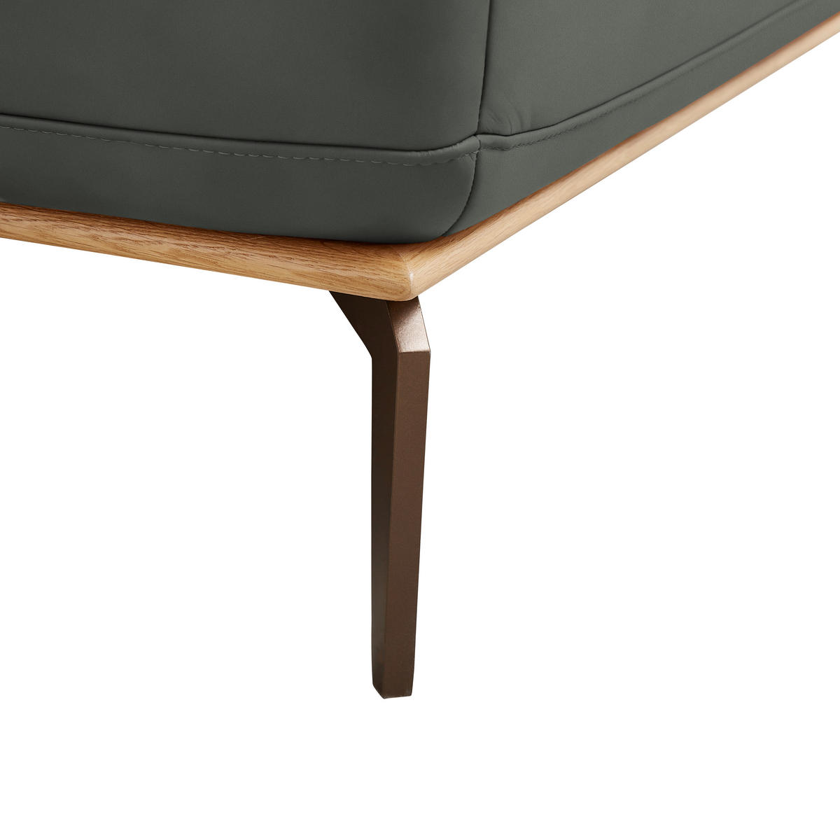 ECKSOFA in Echtleder Anthrazit  176/314 cm  - Anthrazit/Bronzefarben, Design, Leder/Holz (176/314cm) - Valnatura