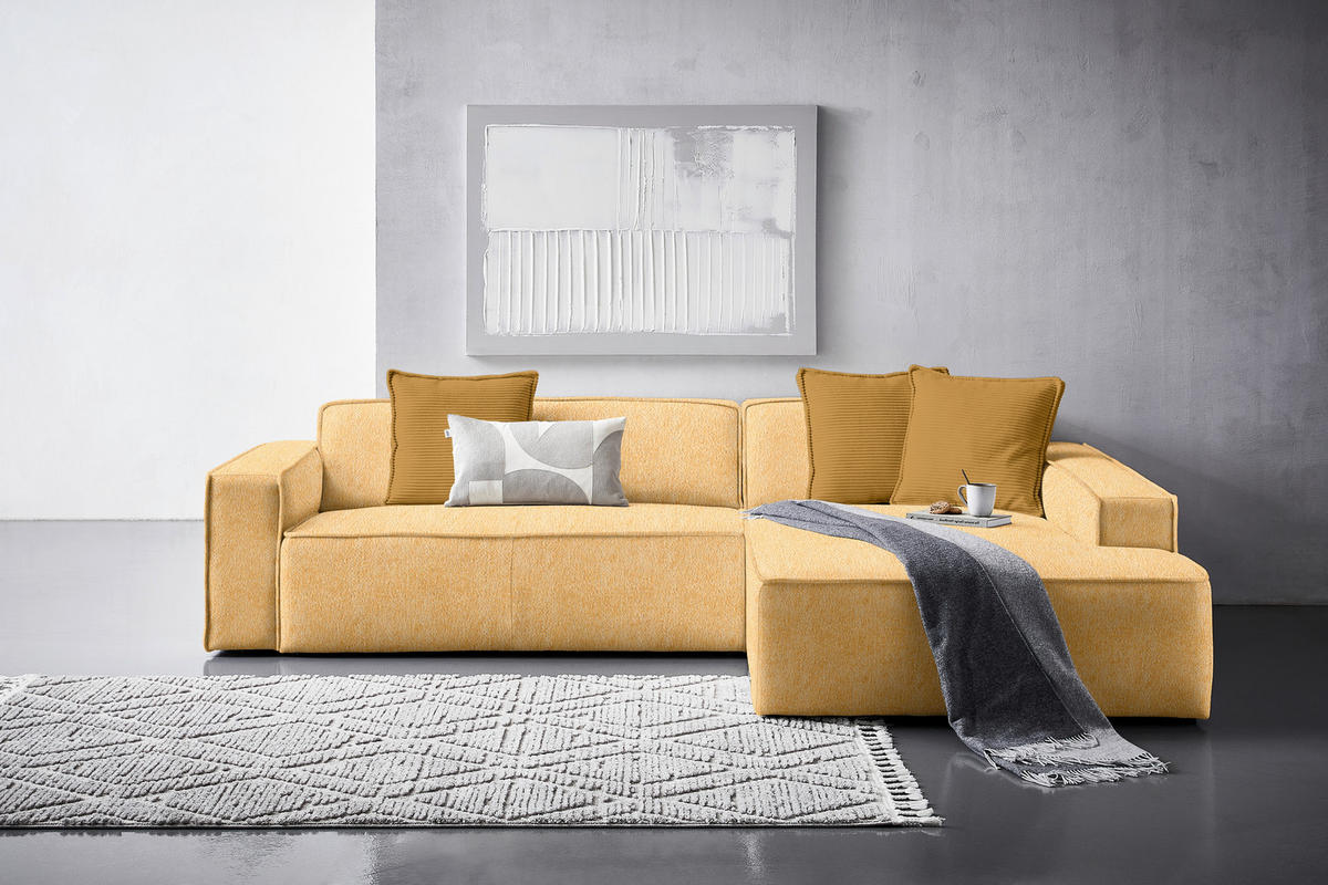 ECKSOFA Senfgelb Chenille  - Currygelb/Senfgelb, KONVENTIONELL, Kunststoff/Textil (280/188cm) - Carryhome