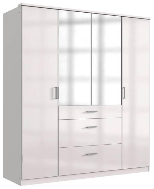 KLEIDERSCHRANK in Silberfarben, Weiss, Weiss Hochglanz  - Weiss Hochglanz/Chromfarben, Basics, Holzwerkstoff (179/199/58cm) - MID.YOU