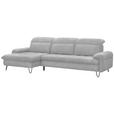 ECKSOFA in Chenille Hellgrau  - Hellgrau/Schwarz, LIFESTYLE, Textil/Metall (180/310cm) - Valnatura