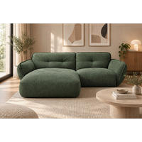 ECKSOFA  Struktur Grün  - Schwarz/Grün, Modern, Kunststoff/Textil (184/269cm) - Trendmanufaktur
