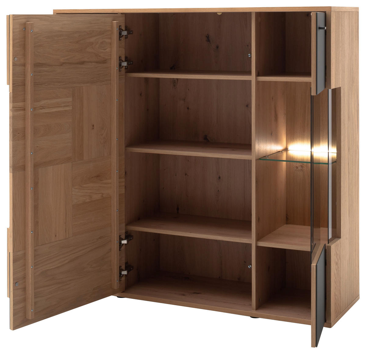 HIGHBOARD  in 94/120/37 cm  - Eiche Bianco/Anthrazit, Design, Glas/Holz (94/120/37cm) - MID.YOU