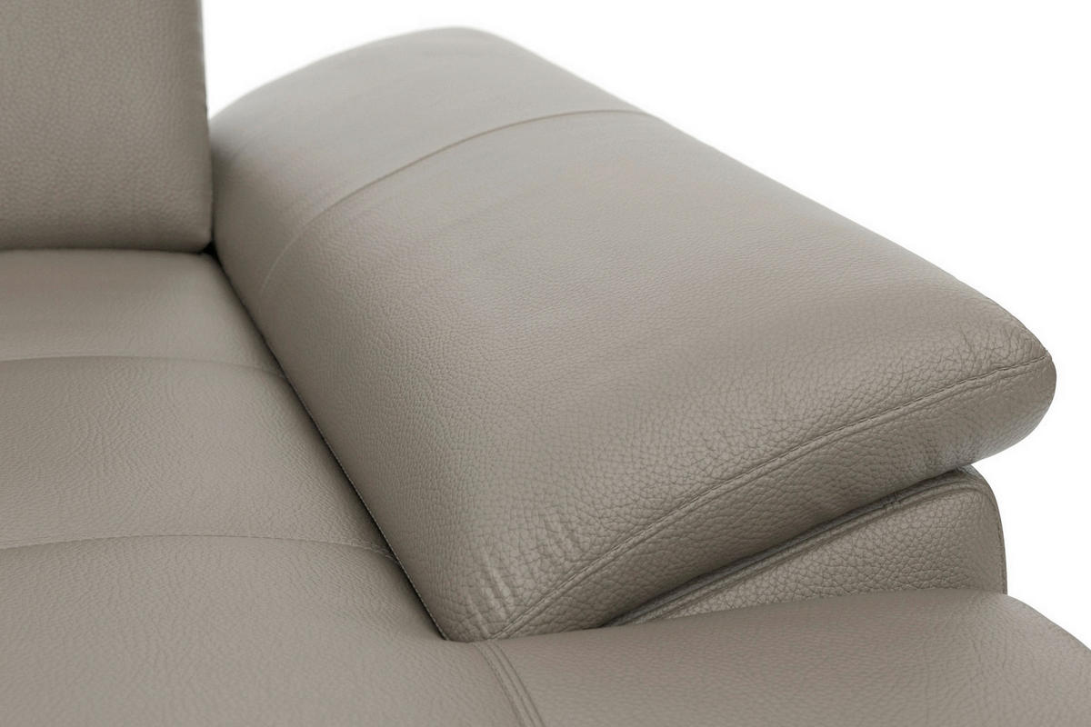 ECKSOFA COSTELLO E Grau Echtleder Nierenkissen, Armteilverstellung, Sitztiefenverstellung  - Schwarz/Grau, Basics, Leder/Textil (301/176cm) - Sit & More