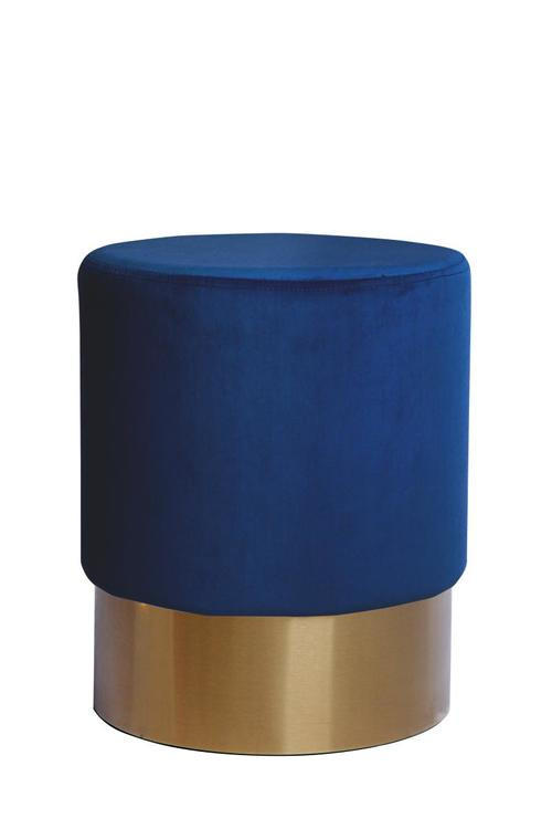 HOCKER Samt Kiefer Dunkelblau  - Goldfarben/Dunkelblau, Basics, Holz/Textil (35/42cm) - Kayoom
