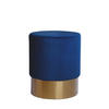 HOCKER Samt Kiefer Dunkelblau  - Goldfarben/Dunkelblau, Basics, Holz/Textil (35/42cm) - Kayoom