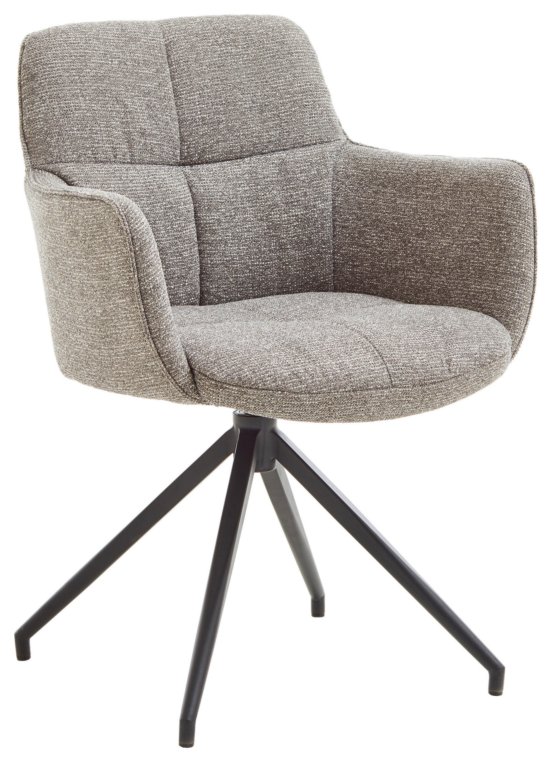 ARMLEHNSTUHL  Stoffauswahl, Typenauswahl, Sitzfläche 360° drehbar, automatische Rückholfunktion Webstoff  Grau  - Schwarz/Grau, Design, Textil/Metall (58/81/62cm) - Valdera