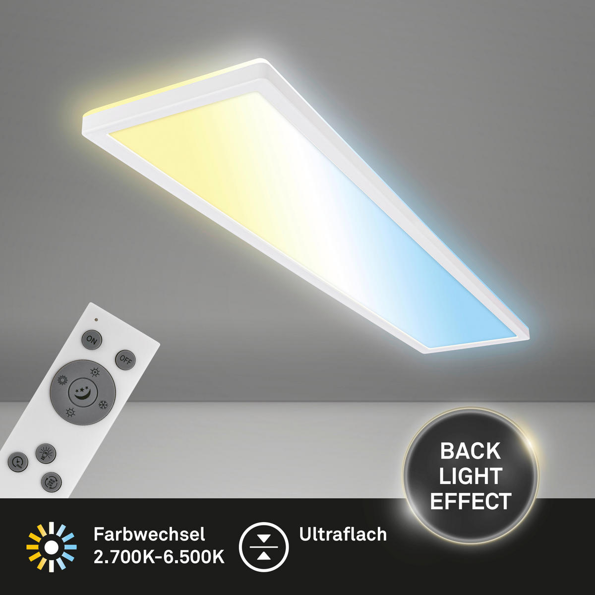 LED-PANEEL Slim 98/20/3 cm   - Weiß, Design, Kunststoff (98/20/3cm)