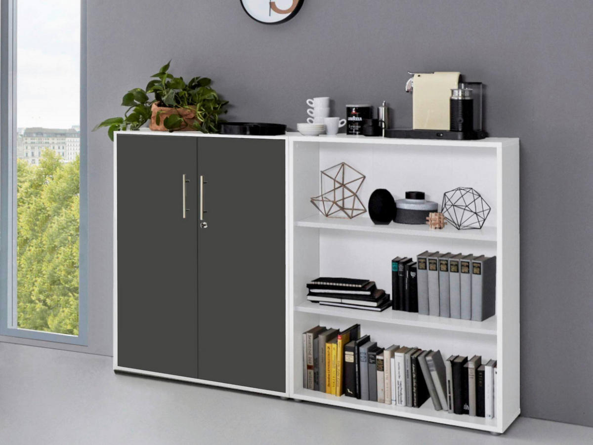 AKTENSCHRANK 168,8/113,6/33 cm  - Anthrazit/Weiß, MODERN, Holzwerkstoff (168,8/113,6/33cm) - MID.YOU