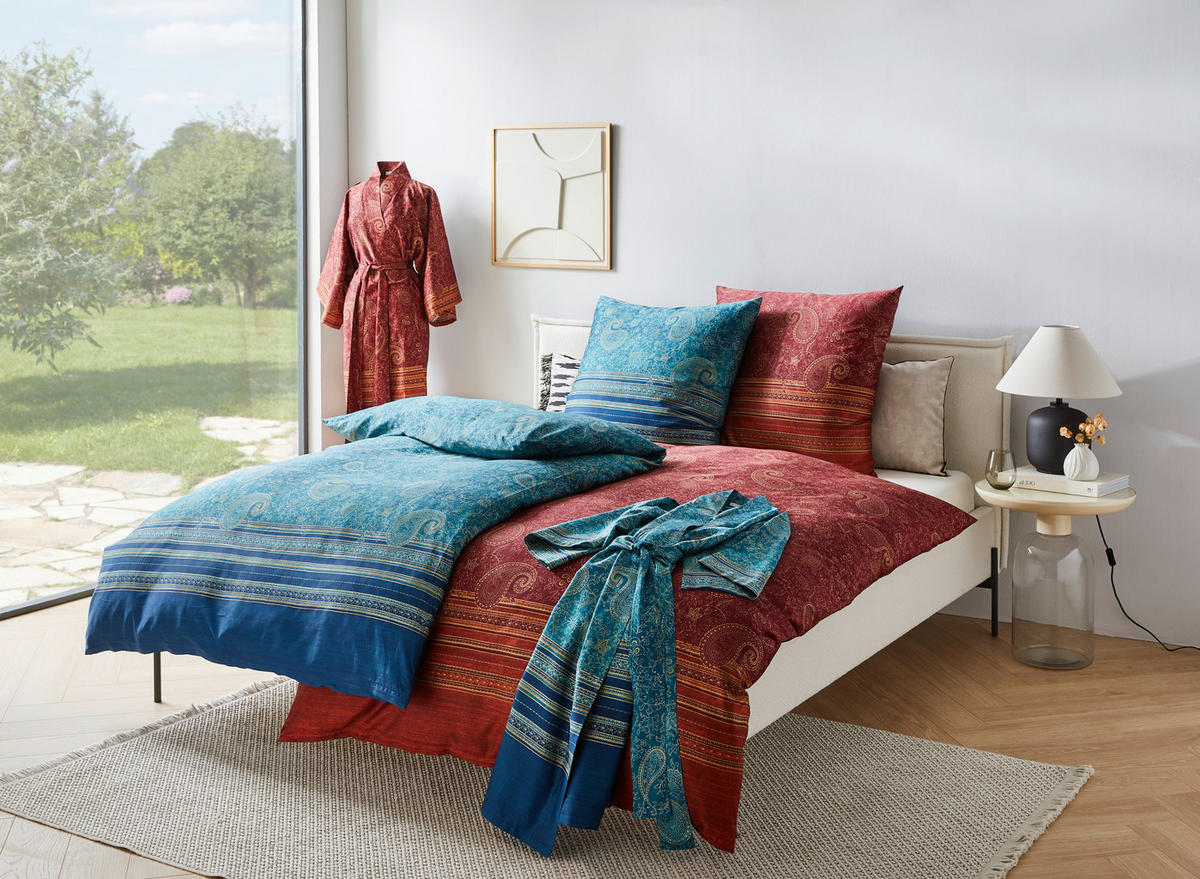 WENDEBETTWÄSCHE 2-teilig Moumbay R1 Makosatin 135/200 cm  - Rot/Terracotta, LIFESTYLE, Textil (135/200cm) - Bassetti