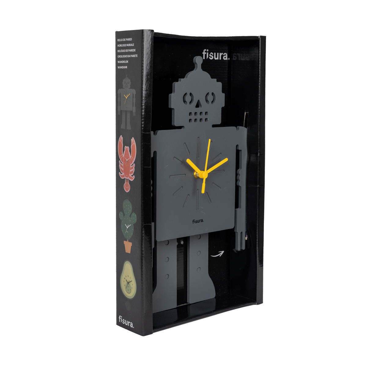 UHR Gelb, Grau  - Gelb/Grau, Design, Holzwerkstoff/Kunststoff (36/22/36cm)