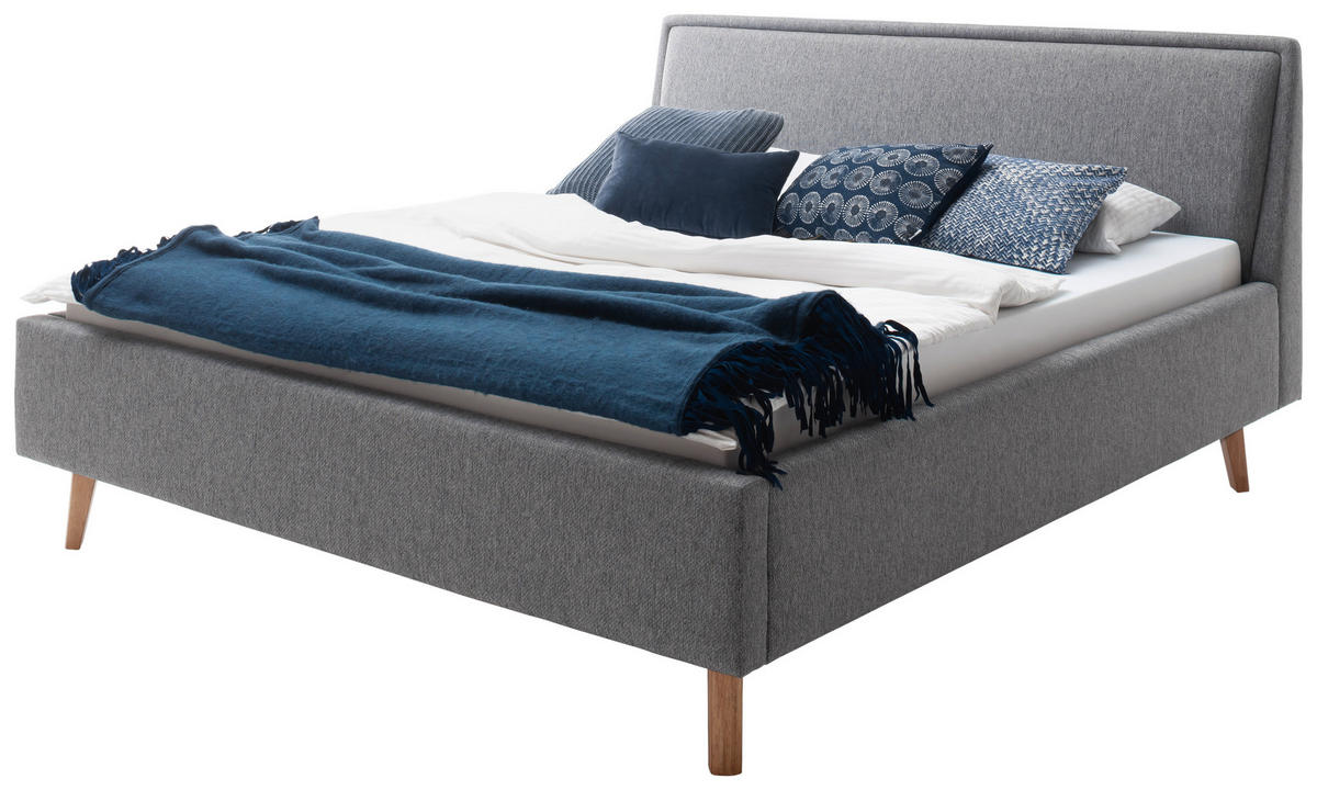 POLSTERBETT 160/200 cm  in Grau  - Eichefarben/Grau, Modern, Holz/Textil (160/200cm) - Livetastic