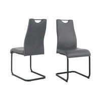 STUHL-SET 2 Stück  in Lederlook  - Schwarz/Grau, Design, Kunststoff/Textil (42/98/56cm) - Livetastic