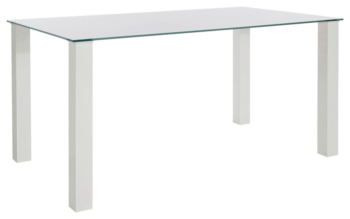 ESSTISCH in Glas, Holzwerkstoff 90/160/76 cm  - Weiß Hochglanz/Weiß, Design, Glas/Holzwerkstoff (90/160/76cm) - MID.YOU