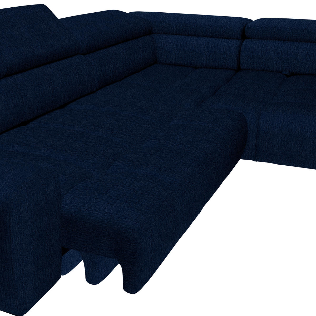 ECKSOFA in Samt, Webstoff Dunkelblau  - Schwarz/Dunkelblau, Design, Textil/Metall (300/216cm) - Welnova