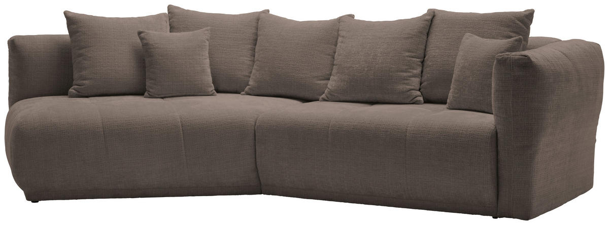 ECKSOFA Taupe Chenille  - Taupe/Schwarz, MODERN, Kunststoff/Textil (180/315cm) - Hom`in