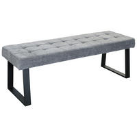 SITZBANK 140/49/48 cm Webstoff Hellgrau  - Hellgrau/Schwarz, MODERN, Textil/Metall (140/49/48cm) - MID.YOU
