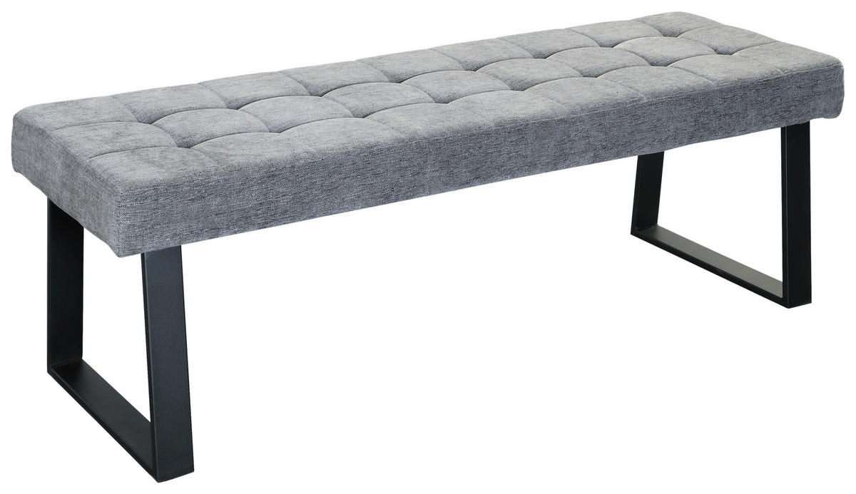 SITZBANK in Metall, Textil Hellgrau  - Hellgrau/Schwarz, MODERN, Textil/Metall (140/49/48cm) - MID.YOU