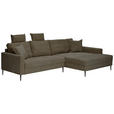 ECKSOFA Braun Cord  - Schwarz/Braun, KONVENTIONELL, Textil/Metall (276/173cm) - Carryhome