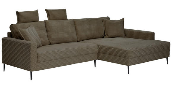 ECKSOFA Braun Cord - Schwarz/Braun, KONVENTIONELL, Textil/Metall (276/173cm) - Carryhome