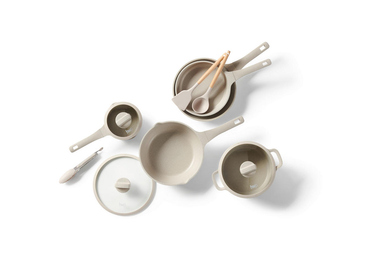 SET LONACA ZA KUHANJE  aluminij, čelik  8-dijelni   - bež/prozirno, Basics, staklo/drvo - Homeware Profession.
