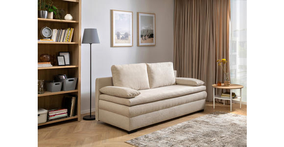 SCHLAFSOFA  mit Liegefunktion, Schlafen auf Sitzhöhe, Rücken echt Struktur Beige  - Beige/Schwarz, KONVENTIONELL, Kunststoff/Textil (195/93/83cm) - Carryhome