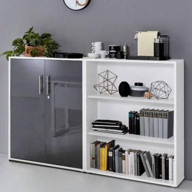 AKTENSCHRANK Weiß, Anthrazit Hochglanz  - Anthrazit Hochglanz/Weiß, MODERN, Holzwerkstoff (168,8/113,6/33cm) - MID.YOU