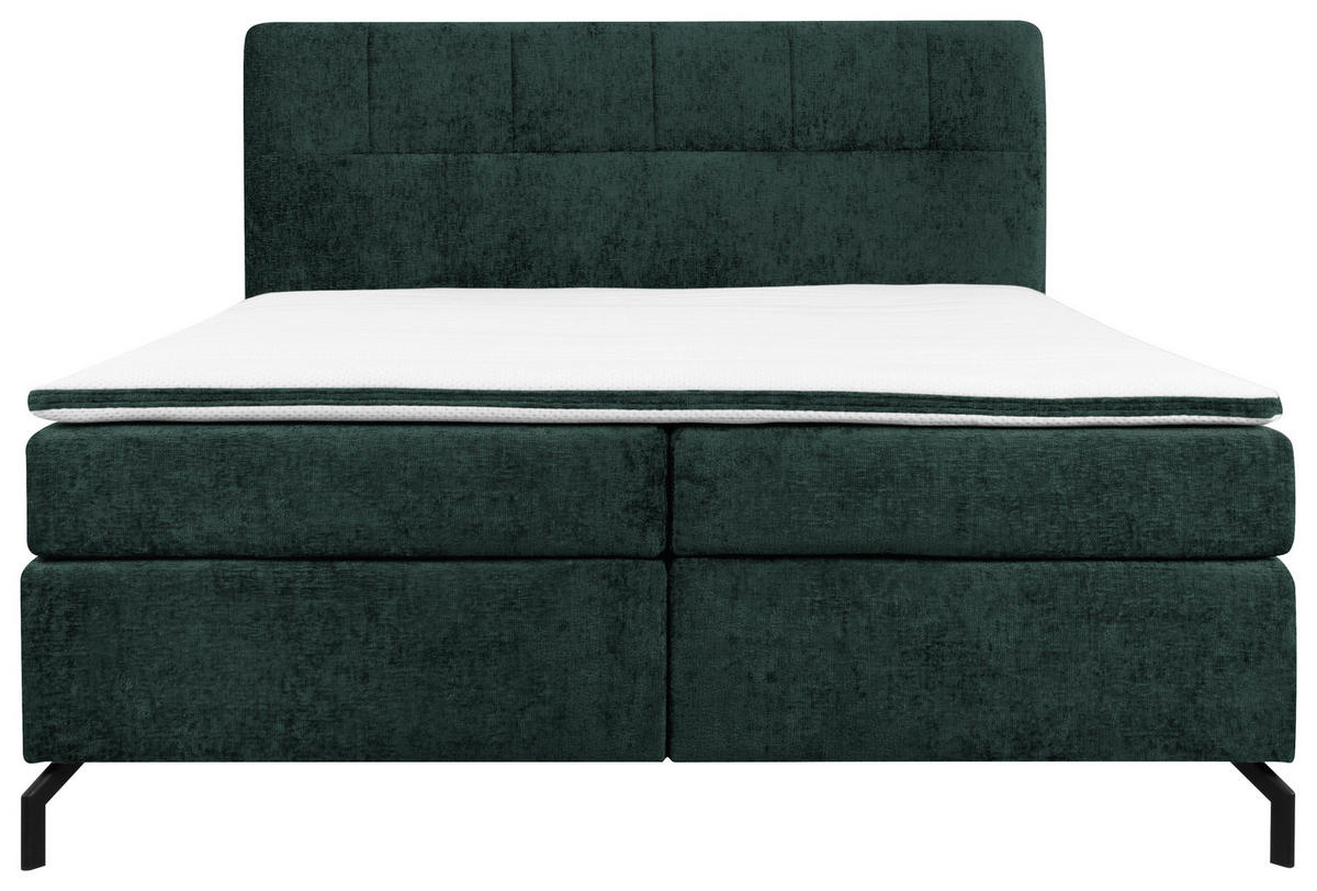 BOXSPRINGBETT 160/200 cm  in Dunkelgrün  - Dunkelgrün/Schwarz, Design, Textil/Metall (160/200cm) - Esposa