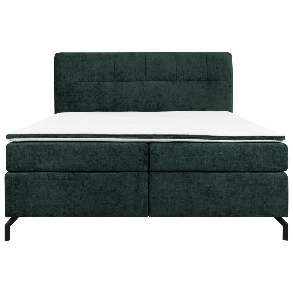 Thumbnail - Esposa Boxspringbett, Dunkelgrün, Textil, H2, Höhe ca. 17 cm, 160x200 cm, Stoffauswahl, Topper durchgehend, Matratze in ...