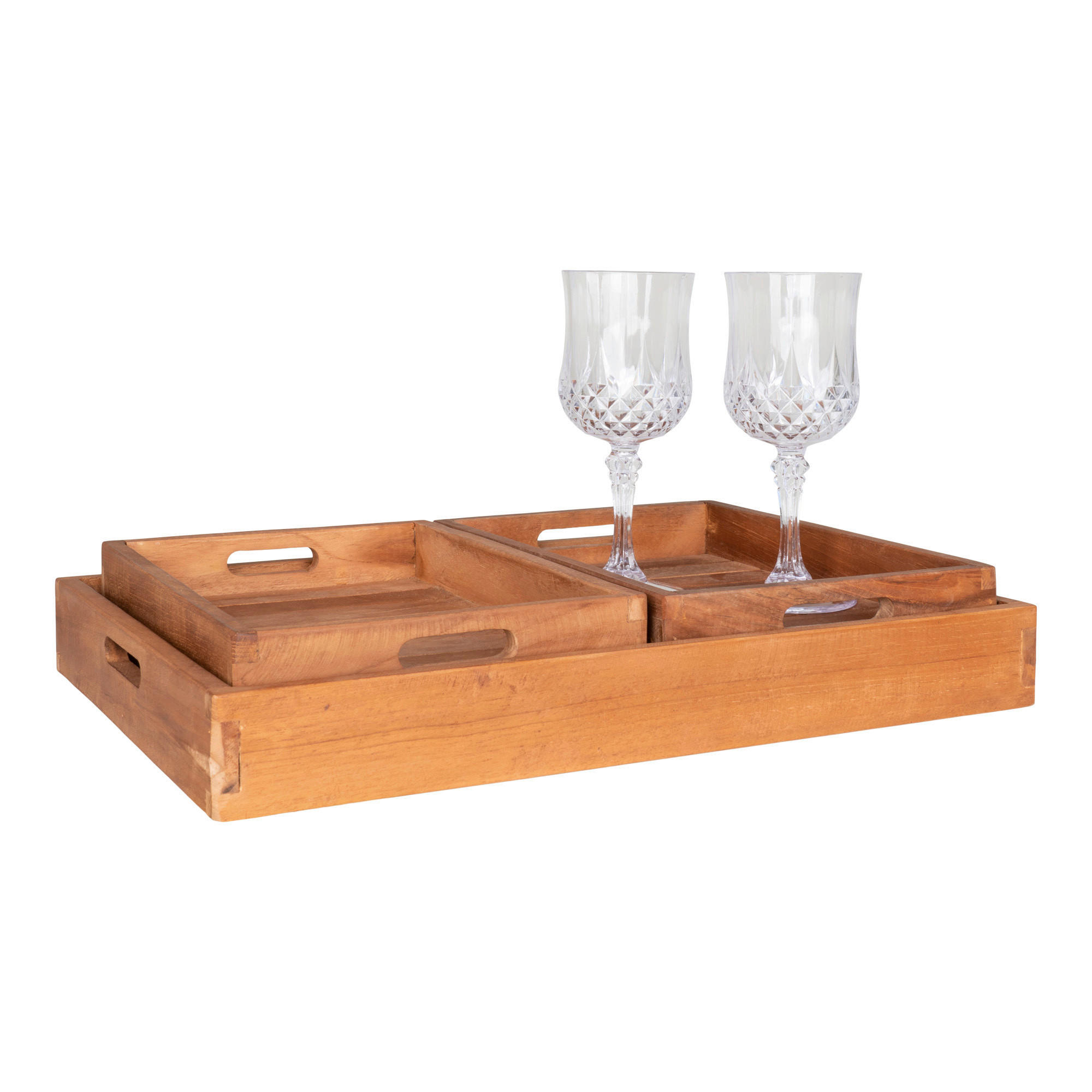 SERVIERTABLETT-SET  38/58 cm   - Hellbraun, Design, Holz (38/58cm)