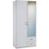 DREHTÜRENSCHRANK in Weiss  - Weiss/Silberfarben, Design, Glas/Holzwerkstoff (91/197/54cm) - Boxxx