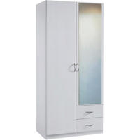 DREHTÜRENSCHRANK in Weiss  - Weiss/Silberfarben, Design, Glas/Holzwerkstoff (91/197/54cm) - Boxxx