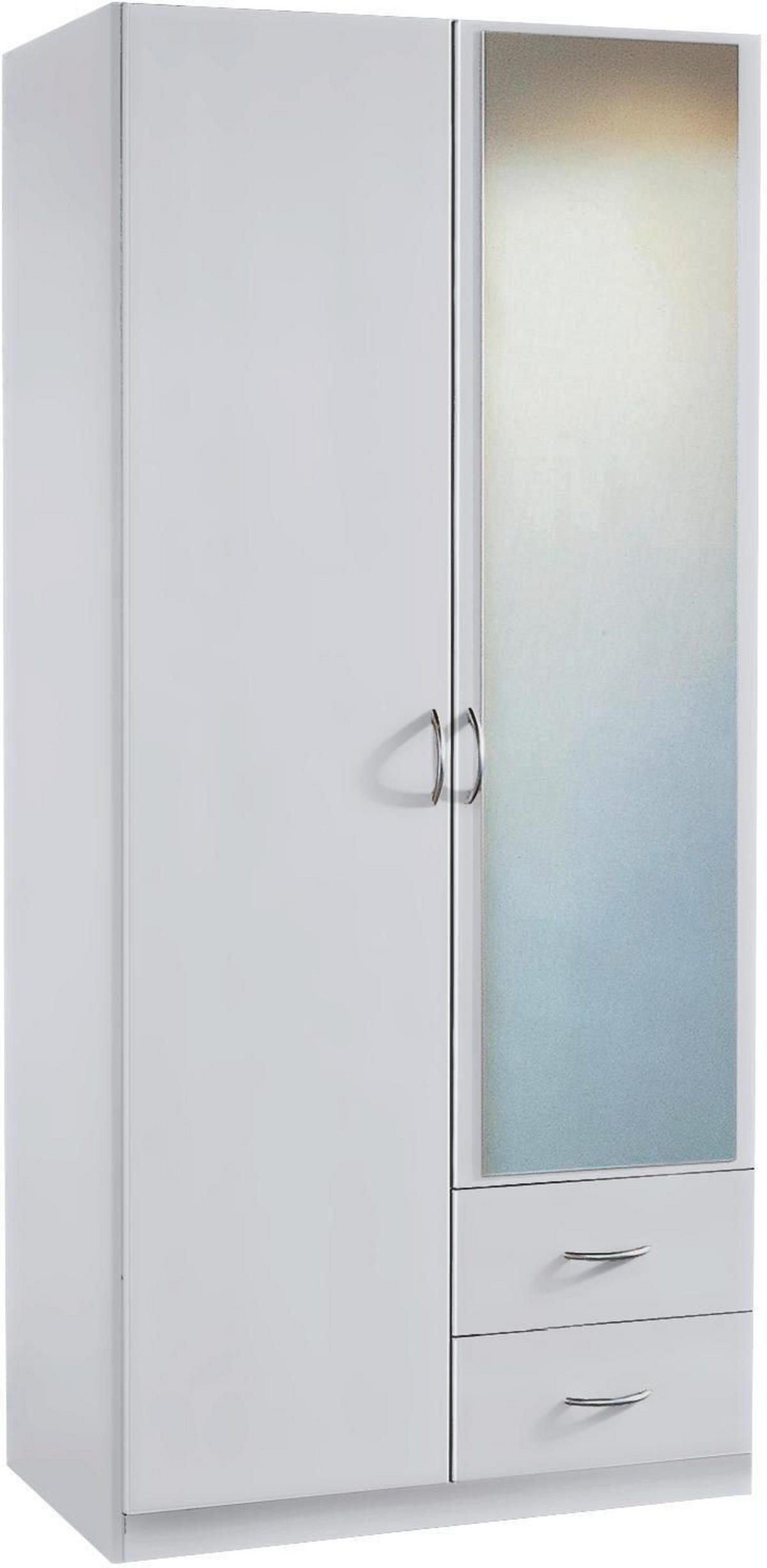 DREHTÜRENSCHRANK in Weiss  - Weiss/Silberfarben, Design, Glas/Holzwerkstoff (91/197/54cm) - Boxxx