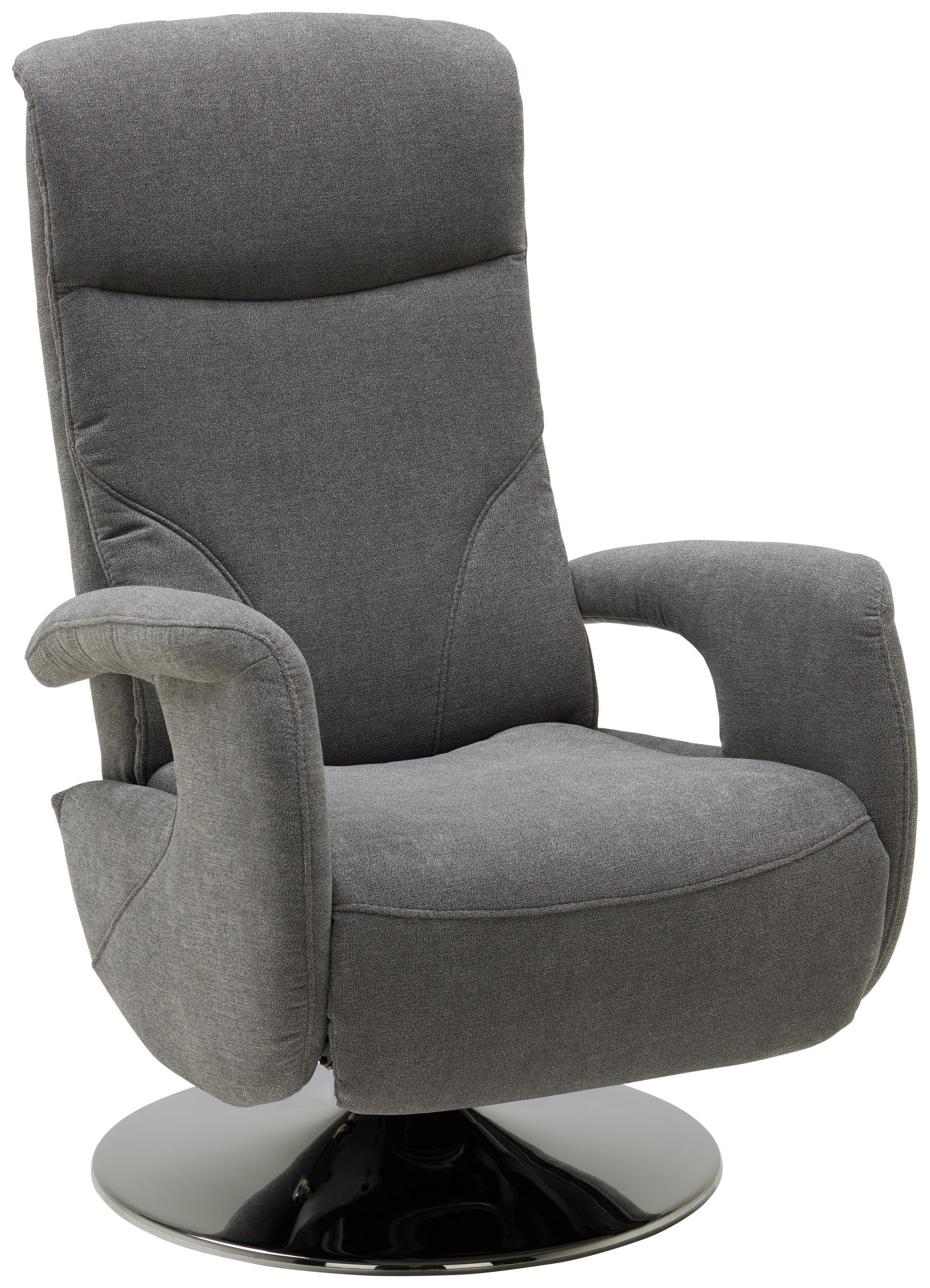 RELAXSESSEL Chenille, Mikrofaser Relaxfunktion, Kopfteilverstellung    - Chromfarben/Grau, Design, Textil/Metall (71/110/83cm) - Dieter Knoll