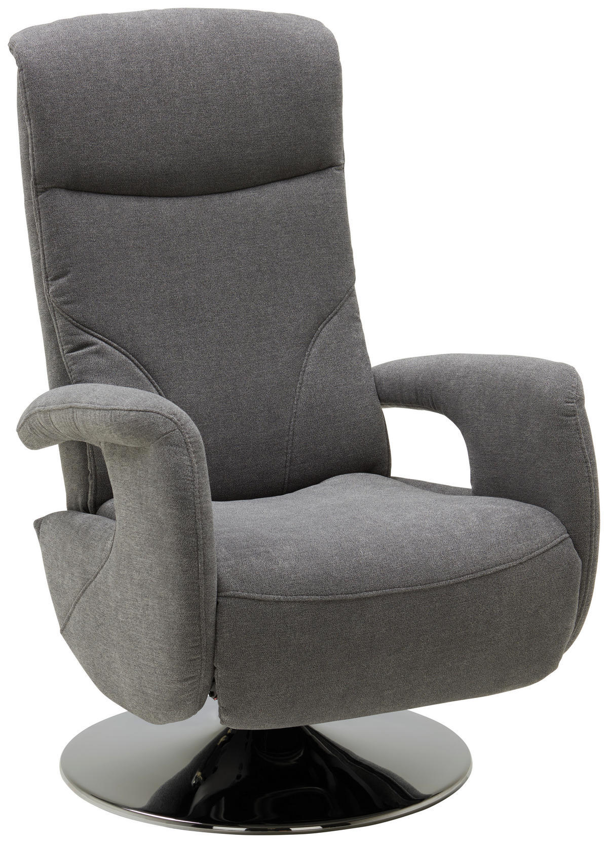 RELAXSESSEL Chenille, Mikrofaser Relaxfunktion, Kopfteilverstellung    - Chromfarben/Grau, Design, Textil/Metall (71/110/83cm) - Dieter Knoll