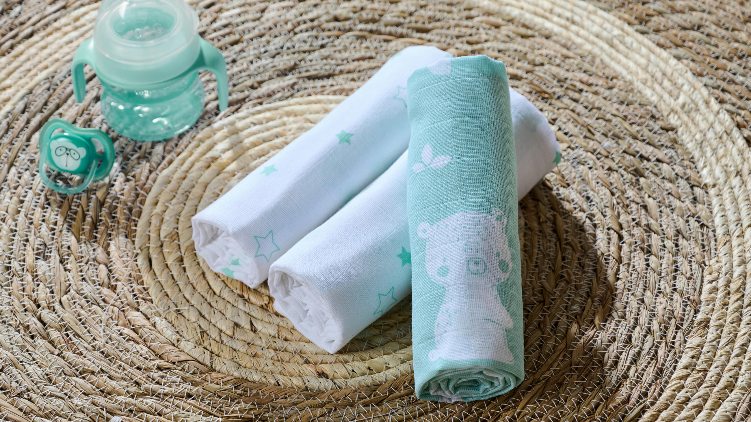STOFFWINDEL   3-teilig  - Weiß/Grün, Basics, Textil (80/80cm) - Avelia