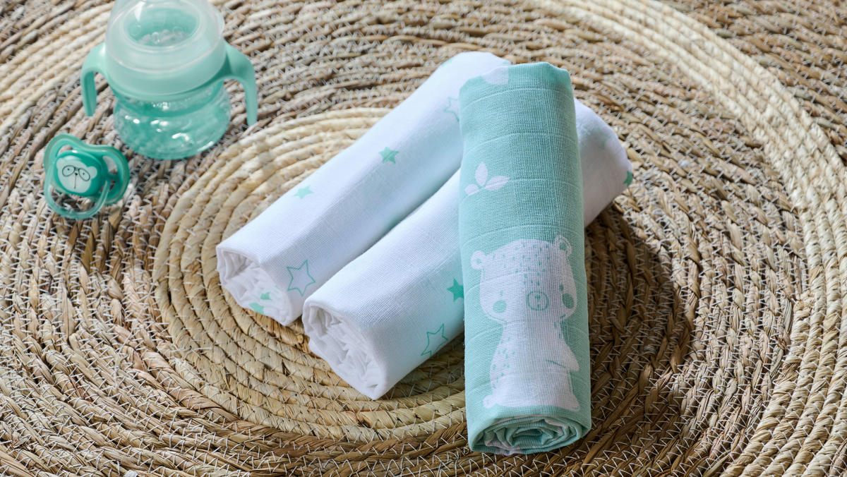 LÁTKOVÁ PLENKA - bílá/zelená, Basics, textil (80/80cm) - Avelia