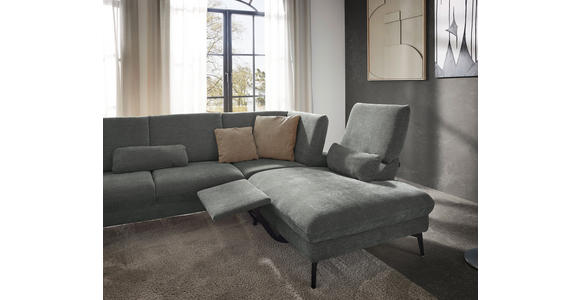 WOHNLANDSCHAFT in Webstoff Hellgrau  - Hellgrau/Schwarz, Design, Textil/Metall (157/354/208cm) - Dieter Knoll