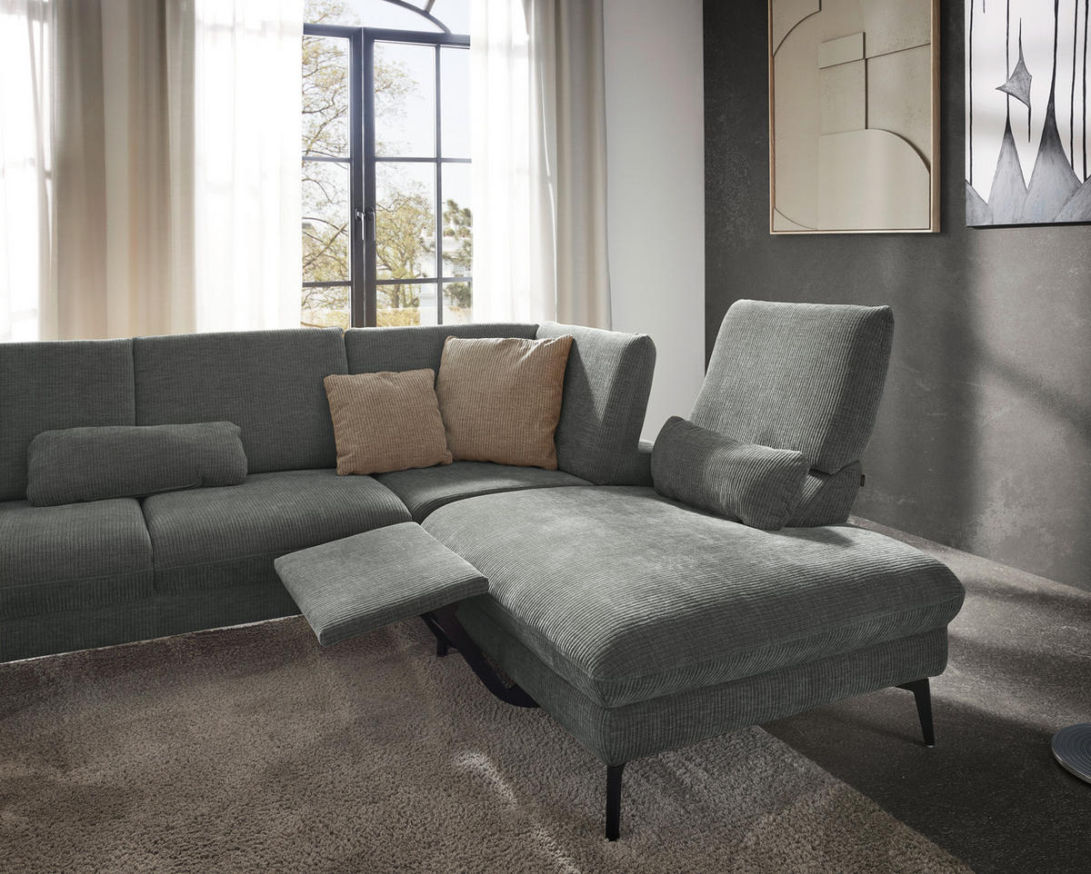WOHNLANDSCHAFT in Webstoff Hellgrau  - Hellgrau/Schwarz, Design, Textil/Metall (157/354/208cm) - Dieter Knoll