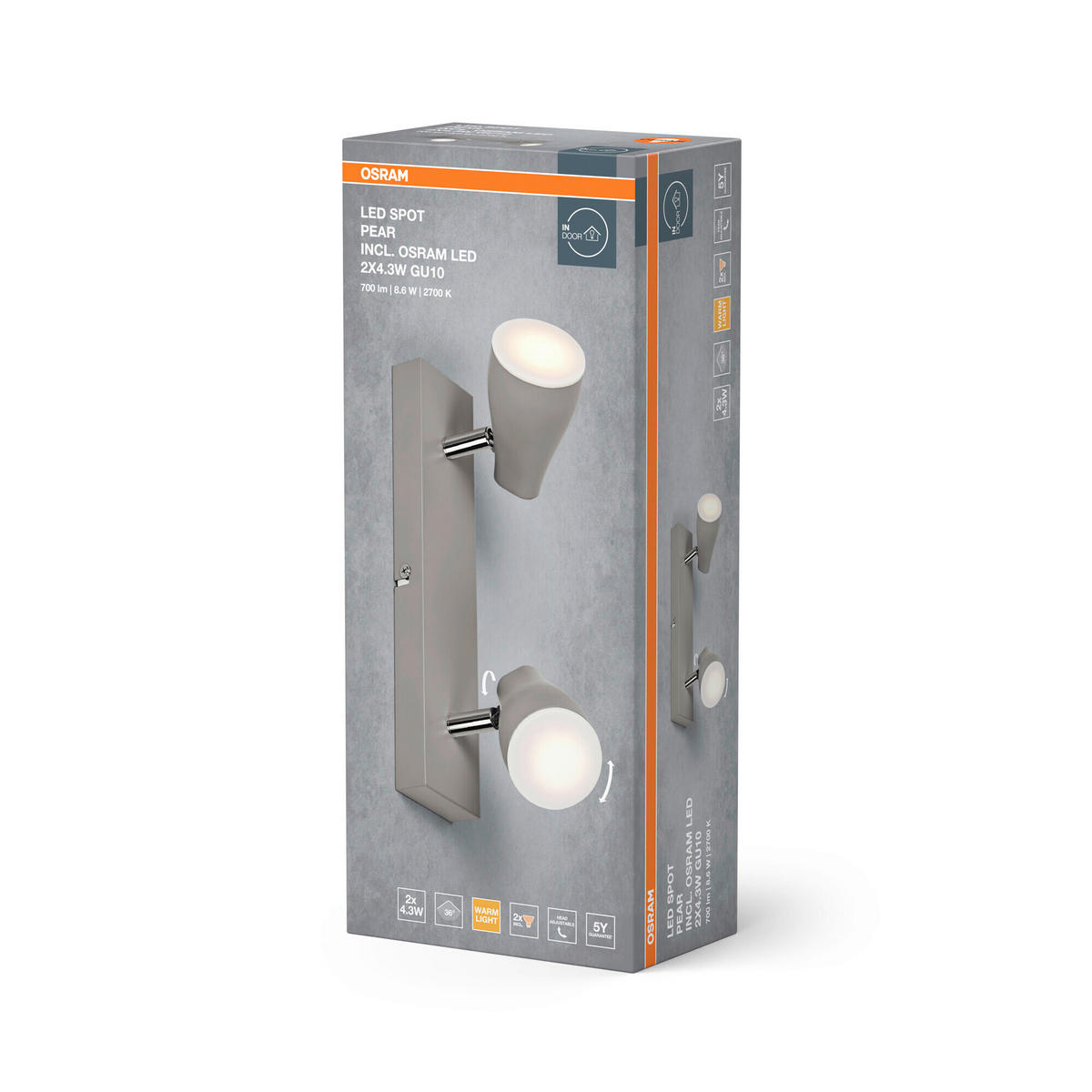 LED-STRAHLER 27,4/6/13,1 cm   - Grau, Basics, Kunststoff/Metall (27,4/6/13,1cm) - Osram