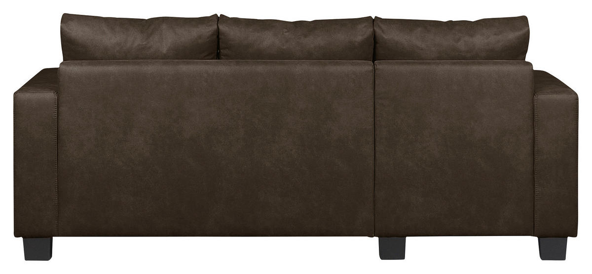 ECKSOFA in Mikrofaser Dunkelbraun  - Dunkelbraun/Braun, Design, Holz/Textil (144/200cm) - MID.YOU
