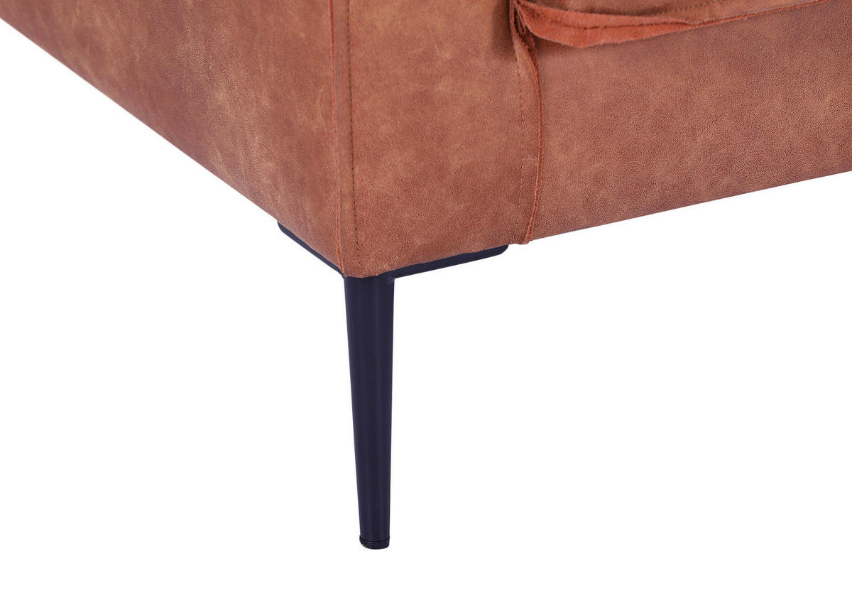 SESSEL in Flachgewebe Cognac  - Cognac/Schwarz, Konventionell, Textil/Metall (90/66/93cm) - Ambia Home
