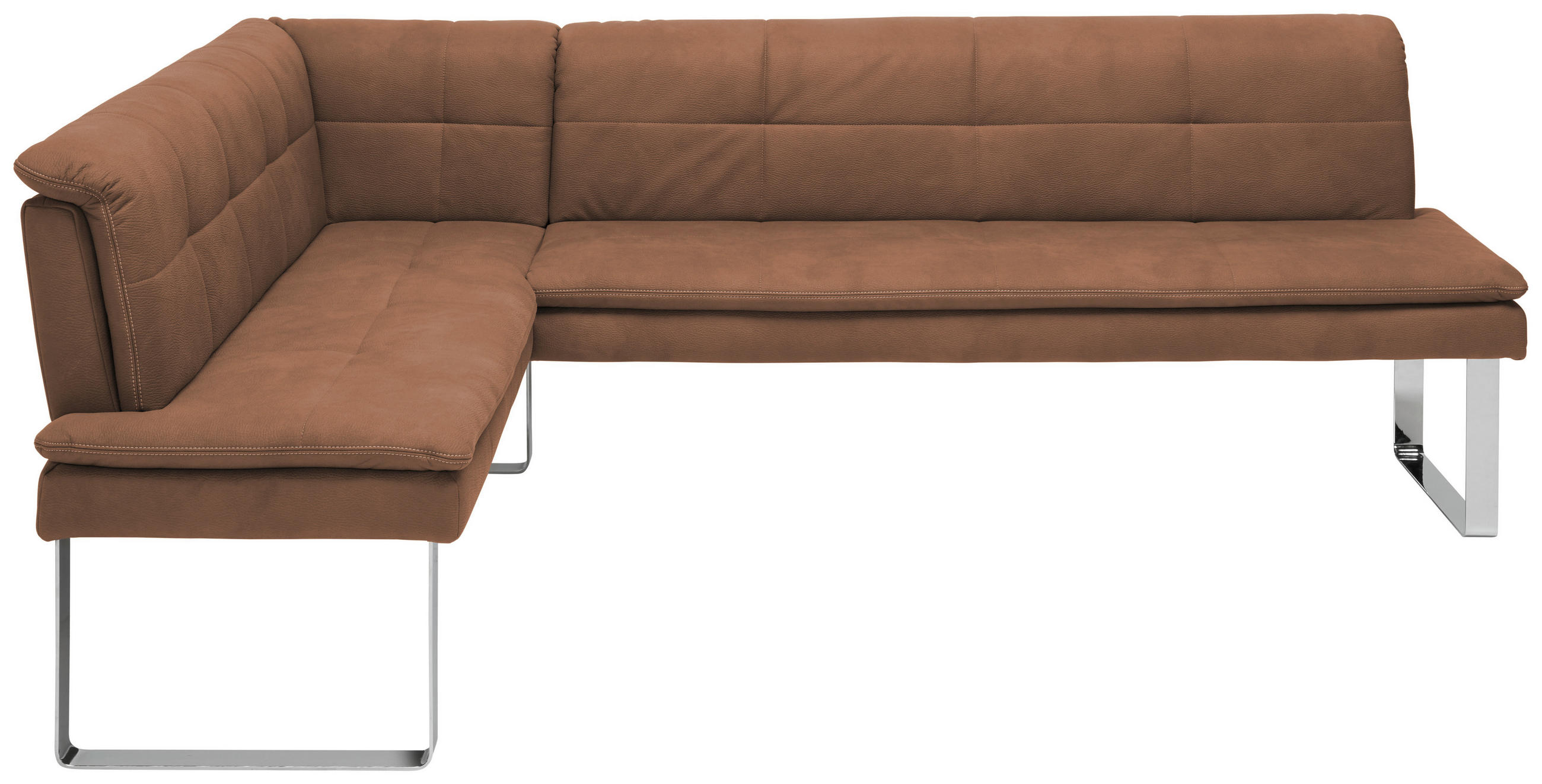 ECKBANK 174/233 cm Mikrofaser Chromfarben, Hellbraun Metall   - Chromfarben/Hellbraun, Design, Textil/Metall (174/233cm) - Novel