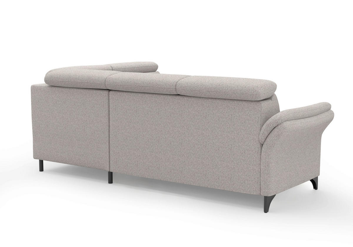 ECKSOFA GLENDALE E Silberfarben Chenille  - Silberfarben/Schwarz, KONVENTIONELL, Textil/Metall (247/193cm) - Sit & More