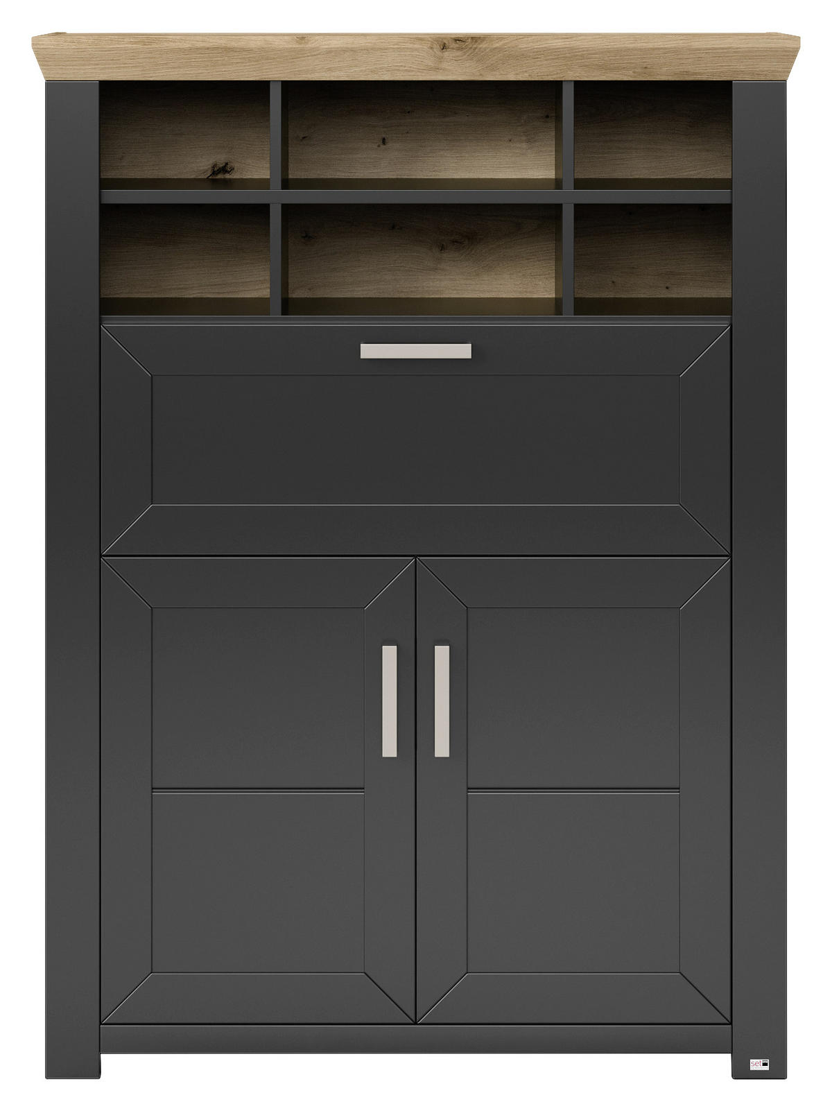 HIGHBOARD  in 104,5/142,6/42,2 cm  - Graphitfarben/Eiche Artisan, Design, Holzwerkstoff/Metall (104,5/142,6/42,2cm) - SetOne by Musterring