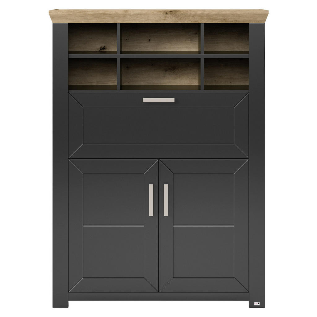 Thumbnail - SetOne by Musterring Highboard, Graphit, Eiche Artisan, Metall, 1 Fächer, 104.5x142.6x42.2 cm, Beimöbel erhältlich, Wohn...
