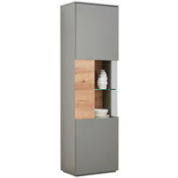 VITRINE  in Grau, Eichefarben  - Eichefarben/Grau, Design, Glas/Holzwerkstoff (60/200/38cm) - Stylife
