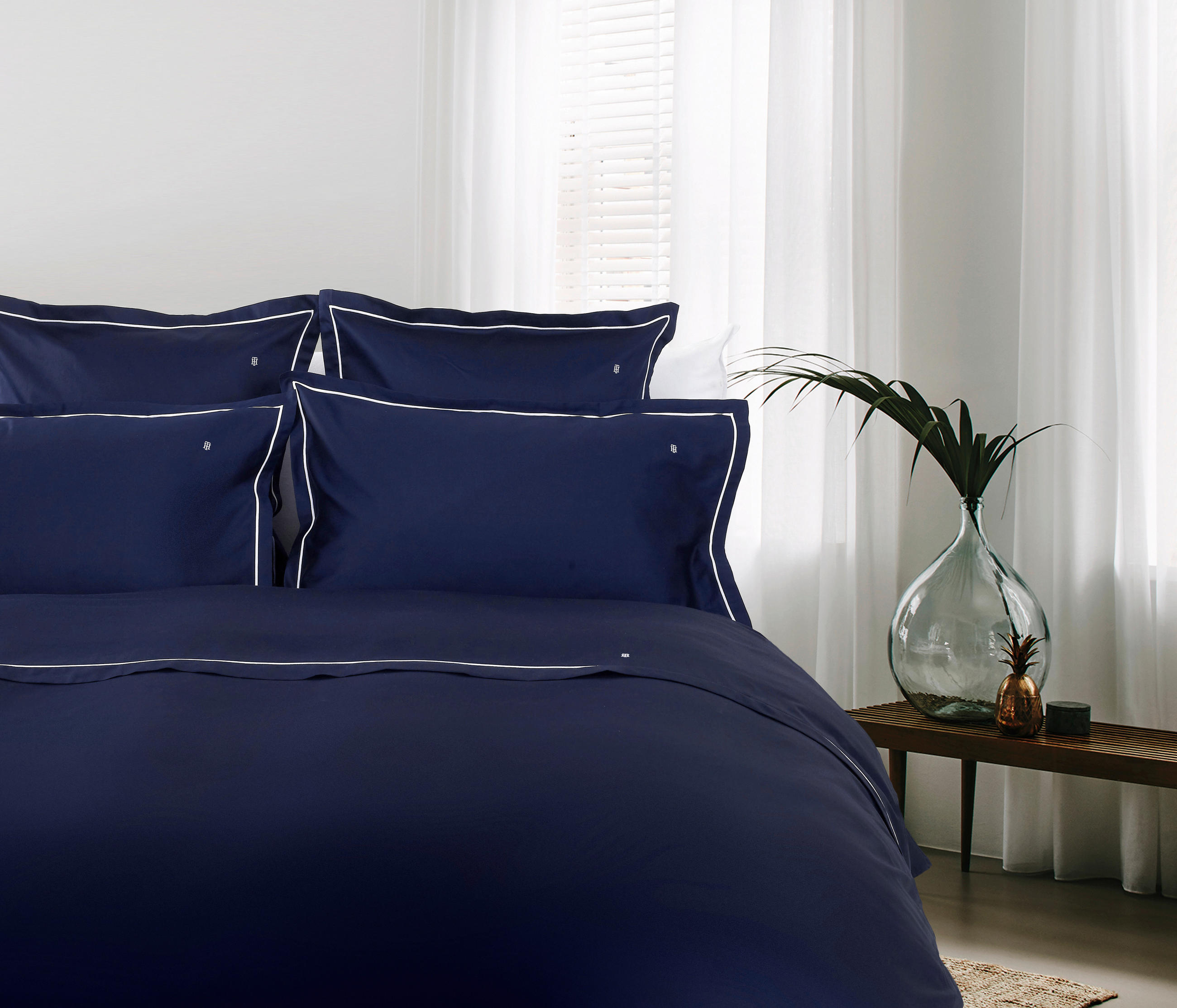 BETTWÄSCHE TH PLAIN Satin 155/220 cm  - Dunkelblau, Basics, Textil (155/220cm) - Tommy Hilfiger