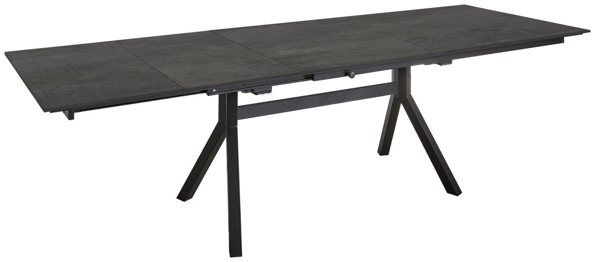 ESSTISCH Schwarz rechteckig  ausziehbar, in verschiedenen Größen erhältlich, in verschiedenen Holzdekoren erhältlich  - Schwarz, Basics, Holzwerkstoff/Metall (160-260/95/76cm) - Celina Home