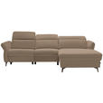 ECKSOFA in Echtleder Hellbraun  - Hellbraun/Schwarz, Natur, Leder/Metall (285/199cm) - Valnatura